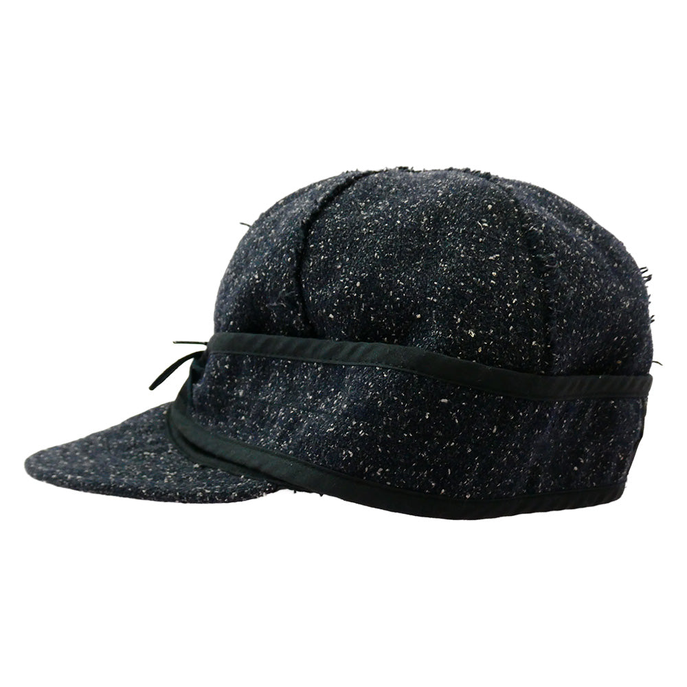 RRL ダブルアールエル ウール シルク混 ハンティング キャップ 帽子 ネイビー系 ブラック系 L【中古】