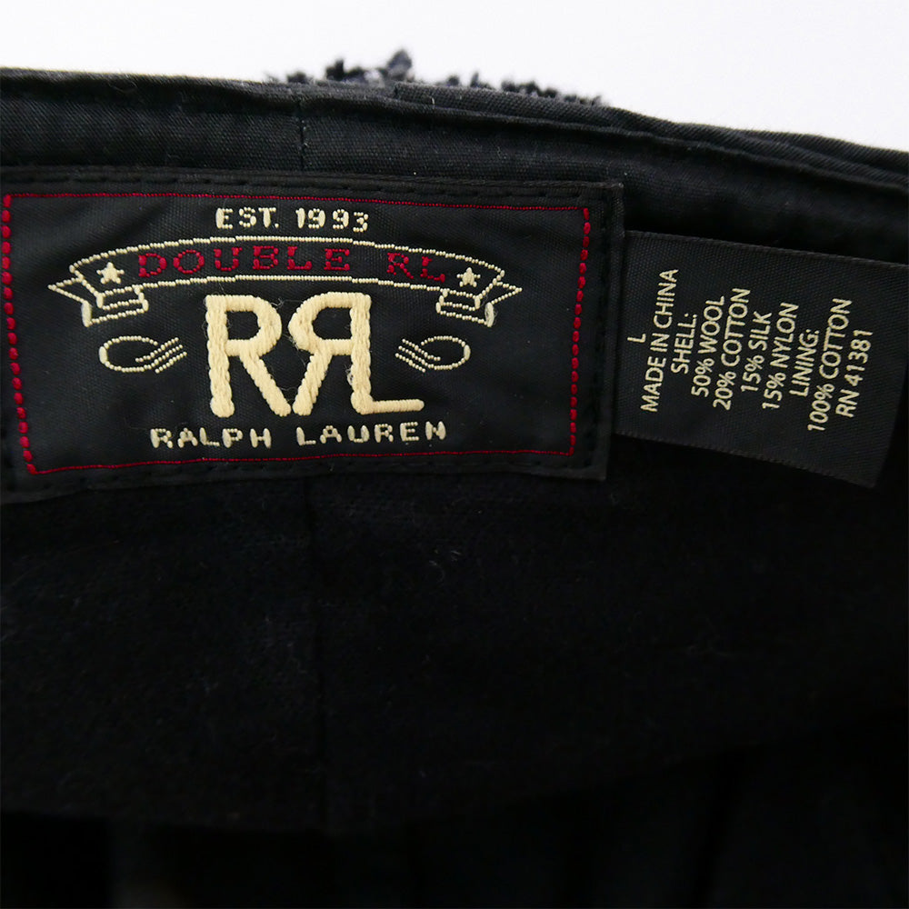 RRL ダブルアールエル ウール シルク混 ハンティング キャップ 帽子 ネイビー系 ブラック系 L【中古】