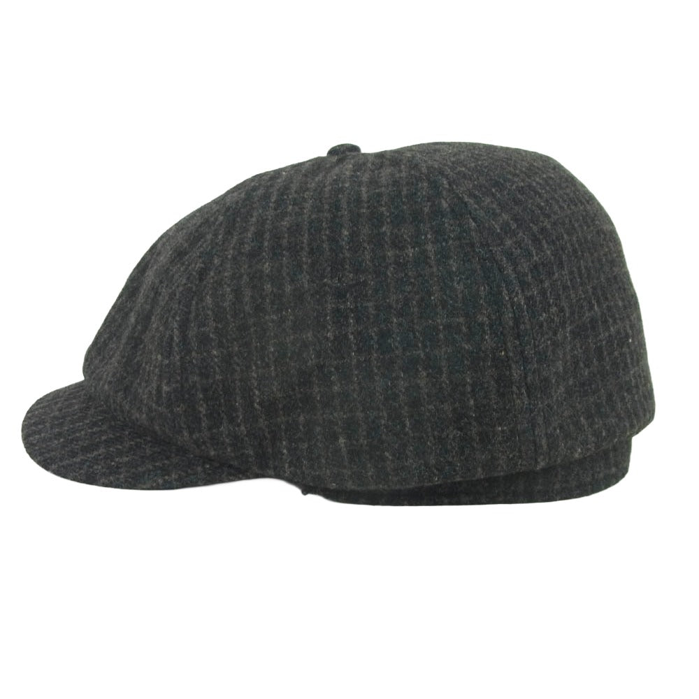 RRL ダブルアールエル Wool Newsboy Cap ウール チェック ニュースボーイ キャップ キャスケット 帽子 チャコール系 L【中古】