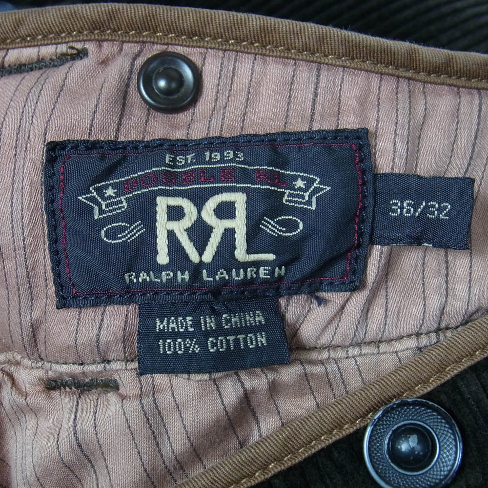RRL ダブルアールエル 1930sモデル シンチバック 太畝コーデュロイ ワークパンツ ダークブラウン系 36【中古】
