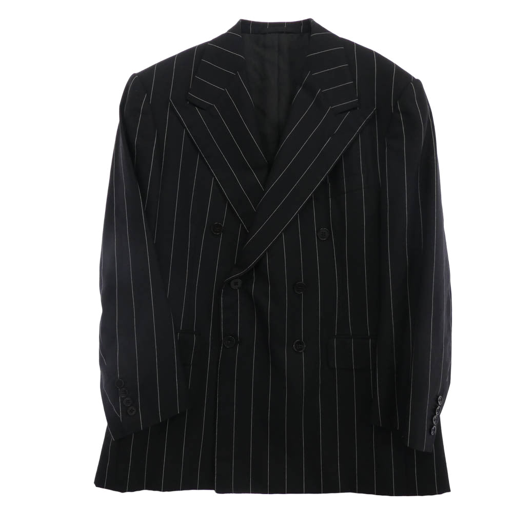 RALPH LAUREN ラルフローレン Purple Label パープルレーベル ダブルブレスト ストライプ スーツ ブラック系 43REG 109CM【中古】