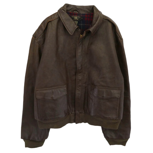 RRL ダブルアールエル 90s 初期 USA製 3スタータグ 三ツ星タグ A-2 レザー ジャケット ブラウン系 L【中古】