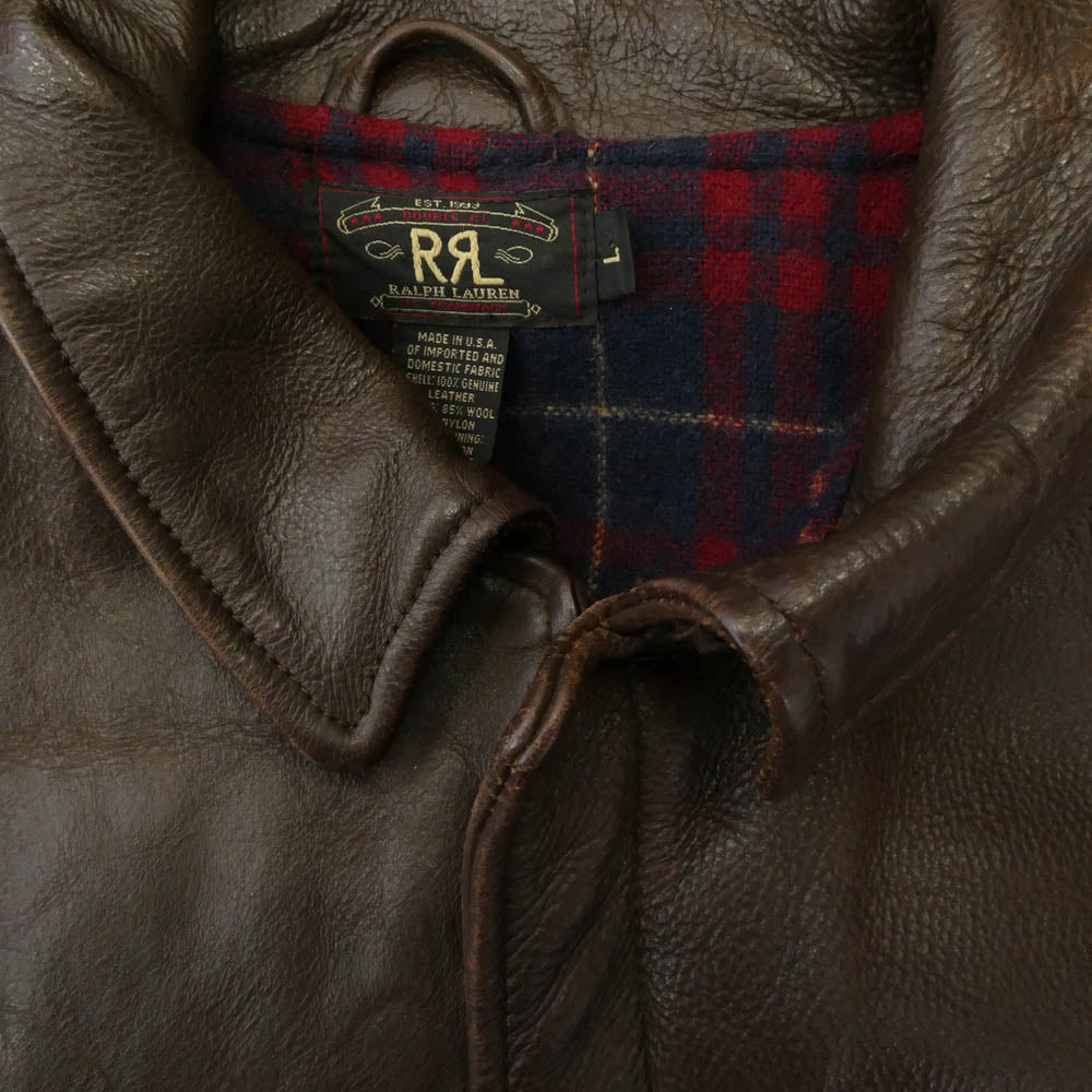 RRL ダブルアールエル 90s 初期 USA製 3スタータグ 三ツ星タグ A-2 レザー ジャケット ブラウン系 L【中古】