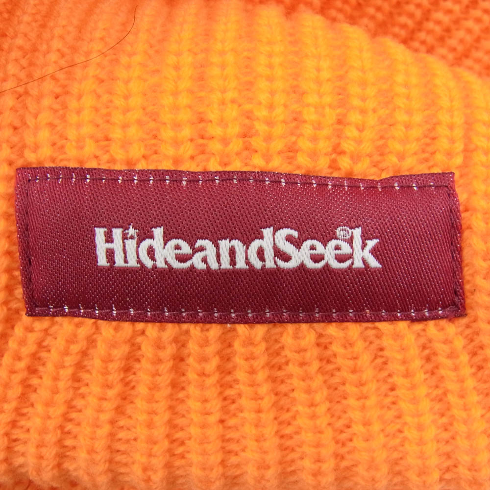 HideandSeek ハイドアンドシーク Cursive Logo Knit CAP ニット キャップ オレンジ系【美品】【中古】