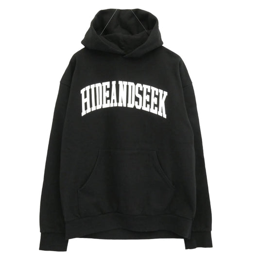 HideandSeek ハイドアンドシーク HC-120724 College Hooded Sweat Shirt カレッジ ロゴ プルオーバー パーカー ブラック系 L【中古】