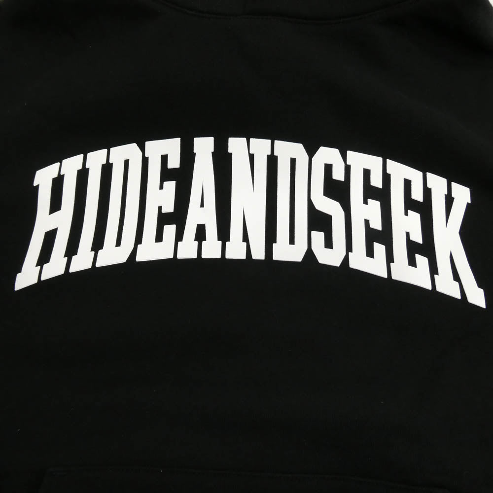 HideandSeek ハイドアンドシーク HC-120724 College Hooded Sweat Shirt カレッジ ロゴ プルオーバー パーカー ブラック系 L【中古】