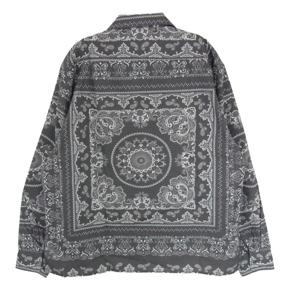 HideandSeek ハイドアンドシーク HS-030124 Bandana Pattern L/S Shirt バンダナ 長袖 シャツ グレー系 L【美品】【中古】