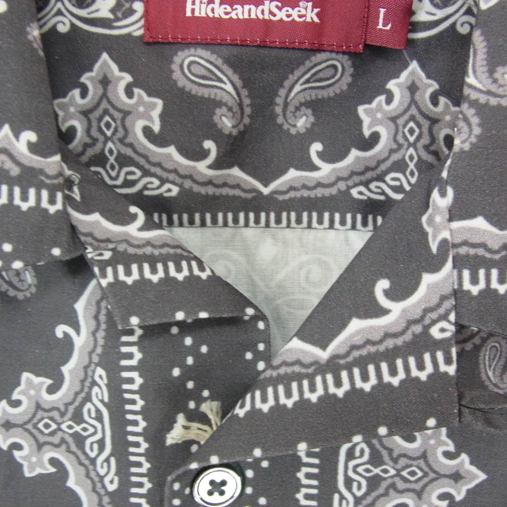 HideandSeek ハイドアンドシーク HS-030124 Bandana Pattern L/S Shirt バンダナ 長袖 シャツ グレー系 L【美品】【中古】