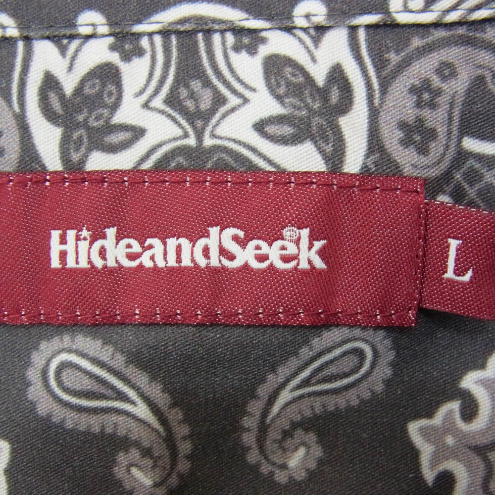 HideandSeek ハイドアンドシーク HS-030124 Bandana Pattern L/S Shirt バンダナ 長袖 シャツ グレー系 L【美品】【中古】
