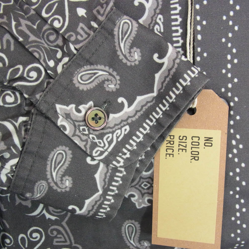 HideandSeek ハイドアンドシーク HS-030124 Bandana Pattern L/S Shirt バンダナ 長袖 シャツ グレー系 L【美品】【中古】