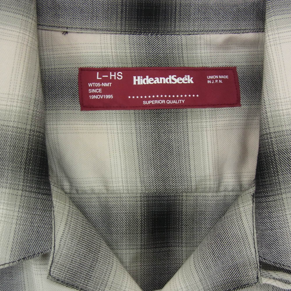 HideandSeek ハイドアンドシーク HS-030224 Ombre Check L/S Shirt オンブレチェック 長袖 シャツ ブラック系 L【新古品】【未使用】【中古】