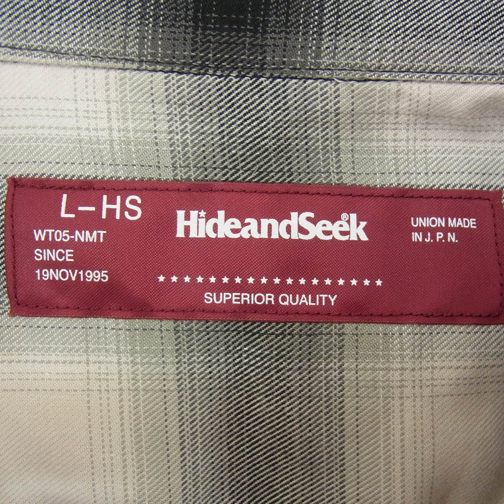HideandSeek ハイドアンドシーク HS-030224 Ombre Check L/S Shirt オンブレチェック 長袖 シャツ ブラック系 L【新古品】【未使用】【中古】
