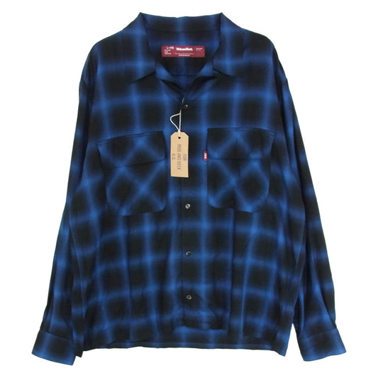 HideandSeek ハイドアンドシーク 23SS HS-020223 Ombre Check L/S Shirt オンブレチェック 長袖 シャツ ネイビー系 L【新古品】【未使用】【中古】