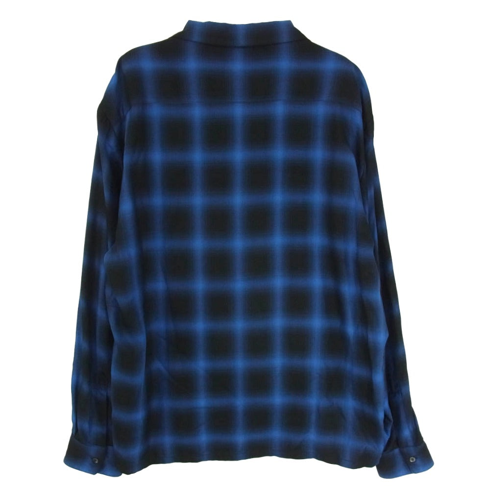HideandSeek ハイドアンドシーク 23SS HS-020223 Ombre Check L/S Shirt オンブレチェック 長袖 シャツ ネイビー系 L【新古品】【未使用】【中古】