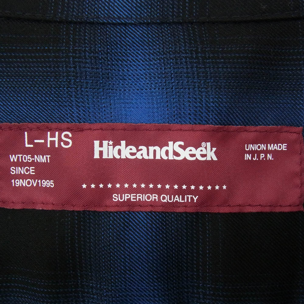 HideandSeek ハイドアンドシーク 23SS HS-020223 Ombre Check L/S Shirt オンブレチェック 長袖 シャツ ネイビー系 L【新古品】【未使用】【中古】