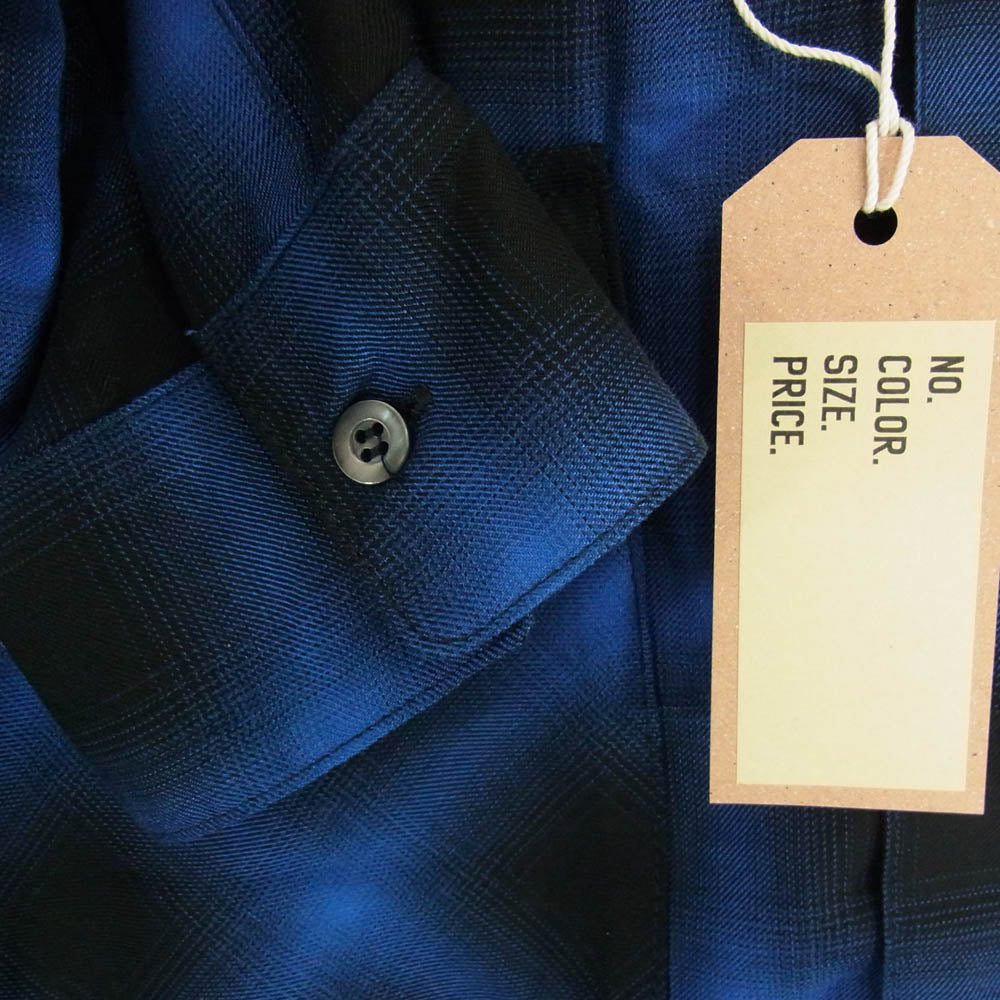 HideandSeek ハイドアンドシーク 23SS HS-020223 Ombre Check L/S Shirt オンブレチェック 長袖 シャツ ネイビー系 L【新古品】【未使用】【中古】