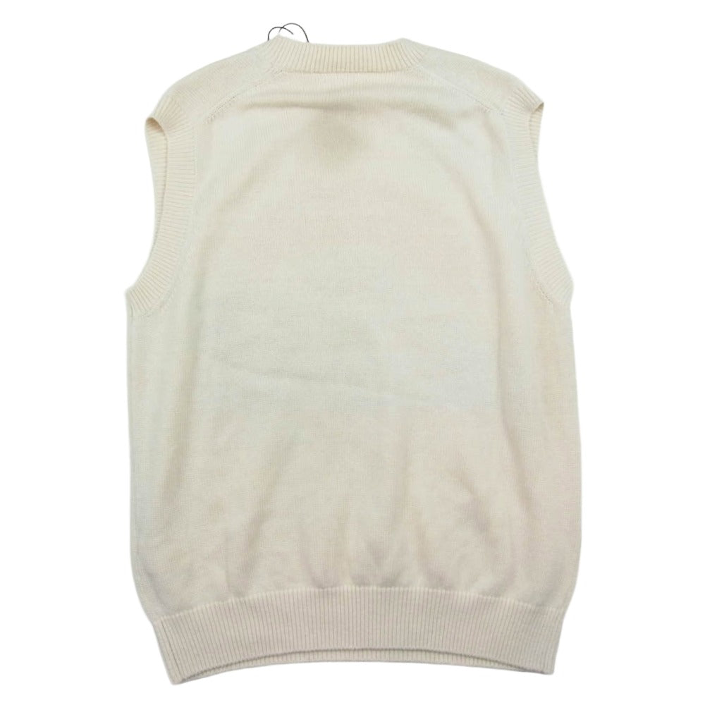 beautiful people ビューティフルピープル 7225210412 THE/a rock knit PO The Flaming Lips ロックバンド柄 ニット ベスト ホワイト系 170【美品】【中古】