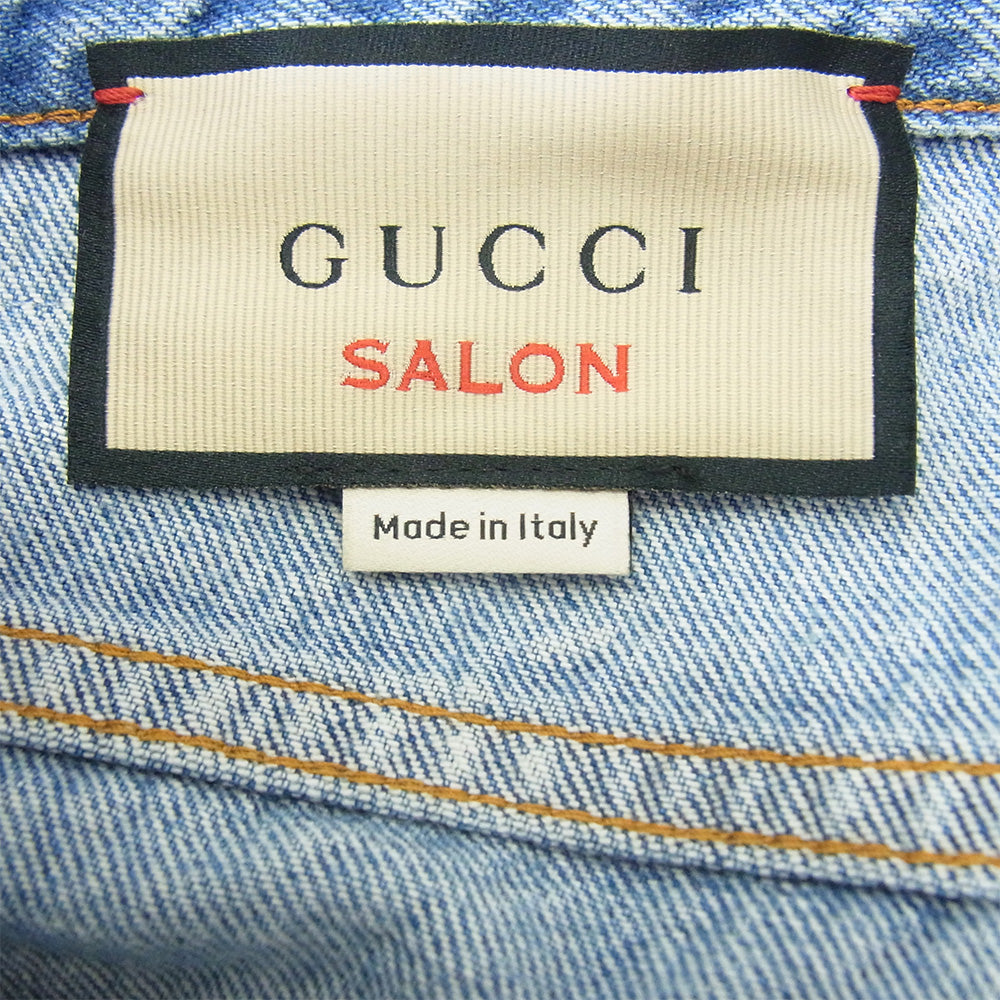 GUCCI グッチ 623953 XDB7B SALON フローラルエンブロイダリー付き デニムパンツ インディゴ インディゴブルー系 32【新古品】【未使用】【中古】