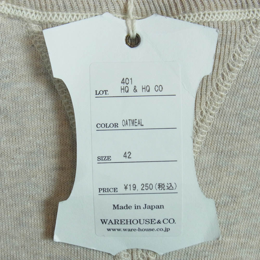 WAREHOUSE ウエアハウス WHSW-24AW013 Lot 401 HQ & HQ CO 42 スウェットシャツ スウェット OATMEAL 42【新古品】【未使用】【中古】