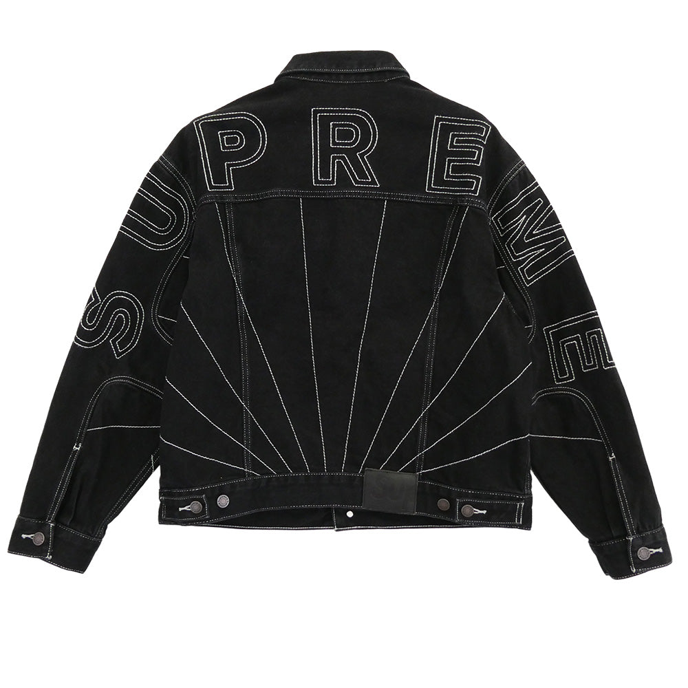 Supreme シュプリーム 23aw Radial Embroidered Denim Trucker Jacket Black ラディアル エンブロイダリー デニム トラッカー ジャケット ブラック系 S【中古】