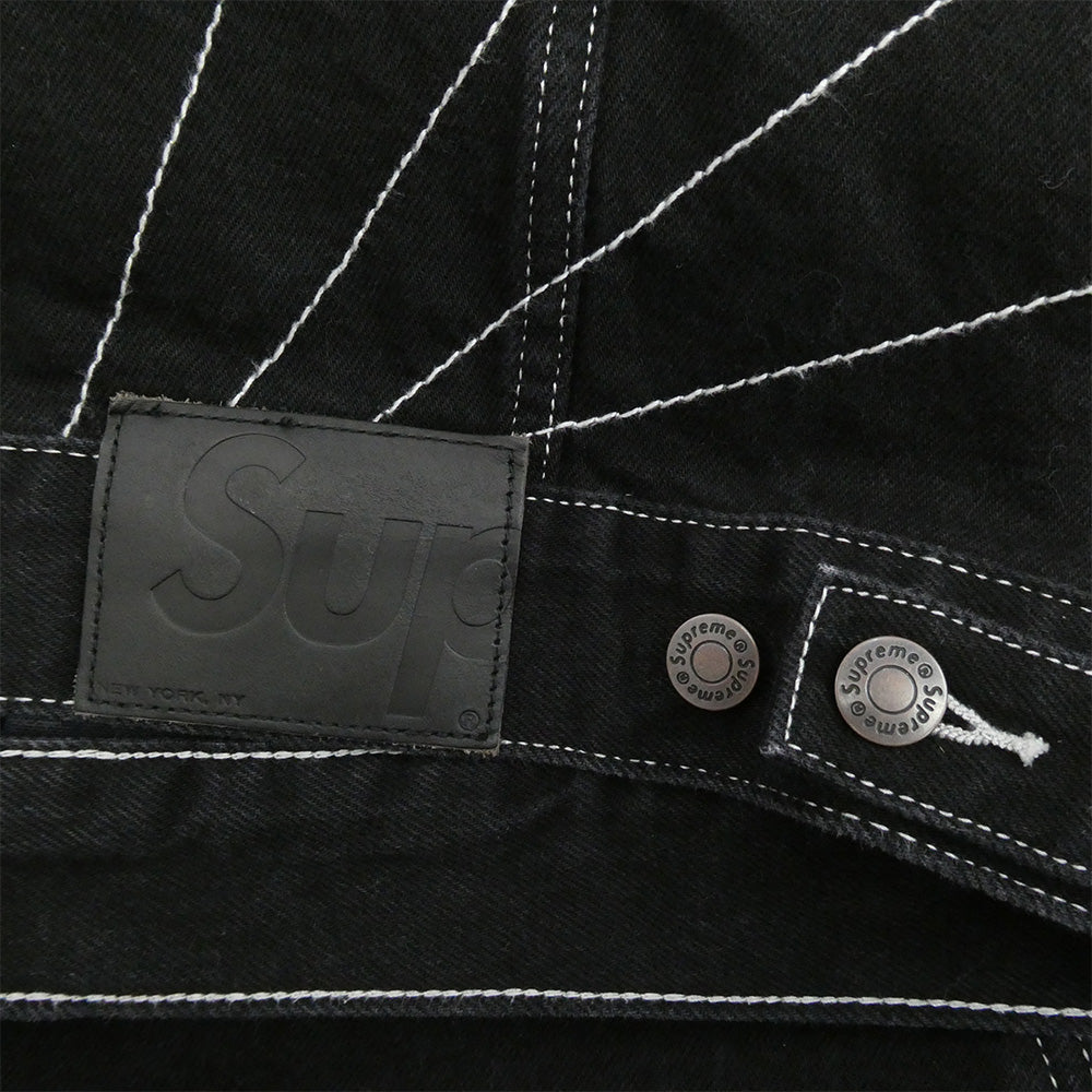 Supreme シュプリーム 23aw Radial Embroidered Denim Trucker Jacket Black ラディアル エンブロイダリー デニム トラッカー ジャケット ブラック系 S【中古】