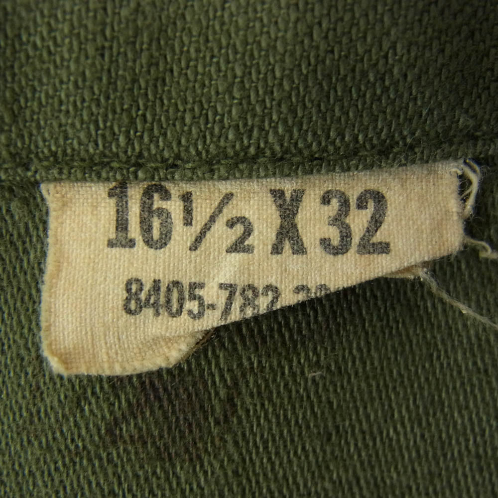 米軍 69年製 米軍 実物 Utility Shirt ユーティリティ 長袖 シャツ カーキ系 16 1/2【中古】