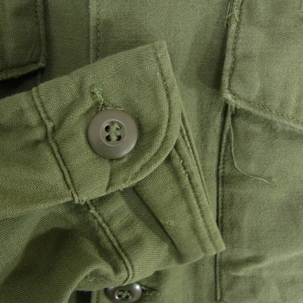 米軍 69年製 米軍 実物 Utility Shirt ユーティリティ 長袖 シャツ カーキ系 16 1/2【中古】