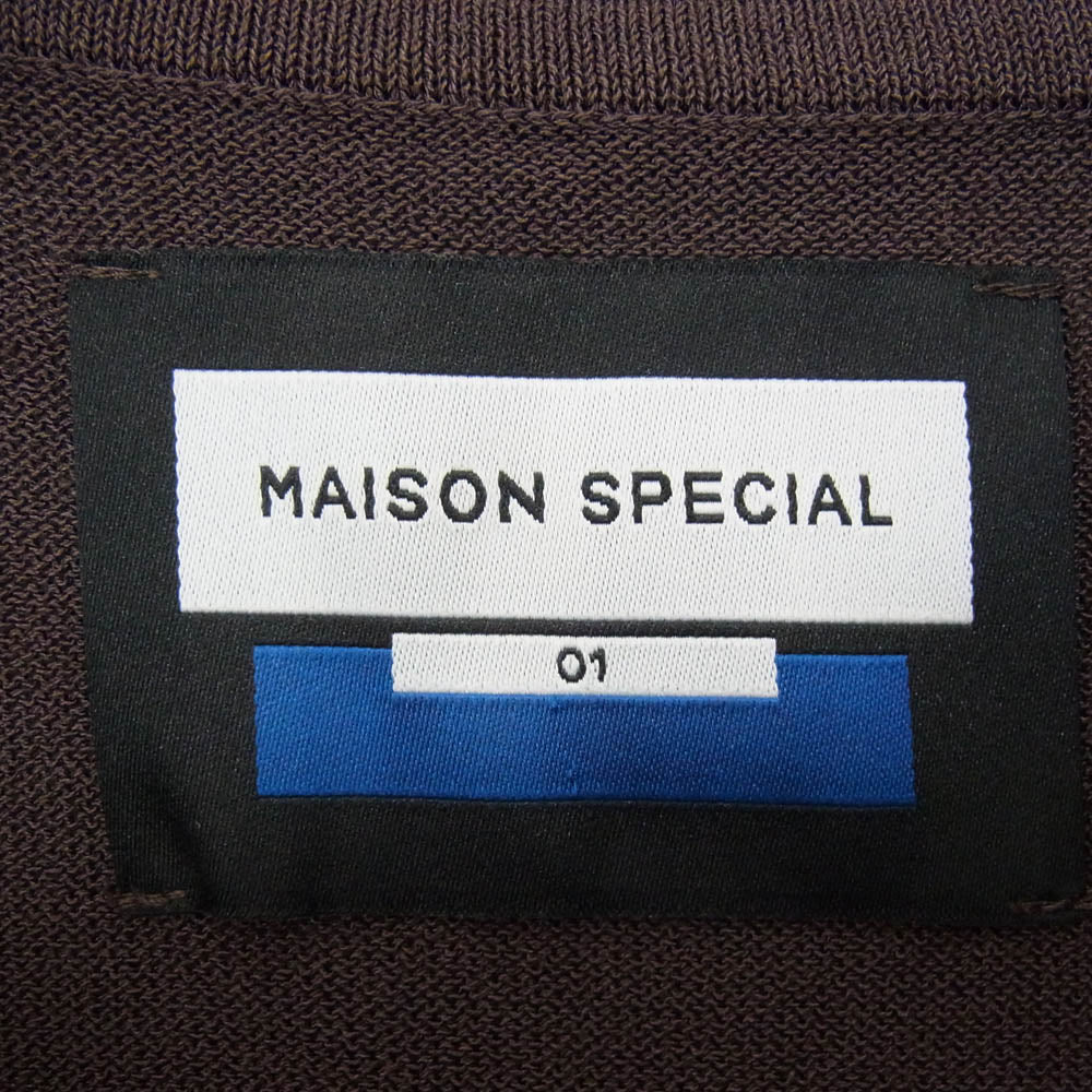 MAISON SPECIAL メゾンスペシャル 11242361204 Flower Embroidery Prime-Over Short Sleeve Knit Shirt フラワーエンブロイダリー プライムオーバー ショートスリーブ 半袖 シャツ ブラウン系 1【美品】【中古】