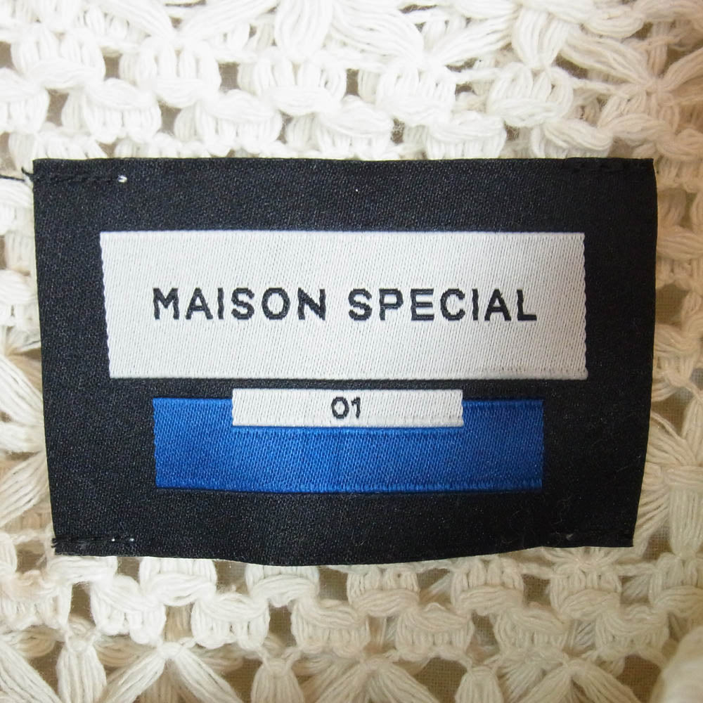 MAISON SPECIAL メゾンスペシャル 11241311303 Crochet Like Mesh Prime-Over Short Sleeve Shirt クロシェライク メッシュ プライムオーバー ショートスリーブ 半袖 シャツ オフホワイト系 1【美品】【中古】