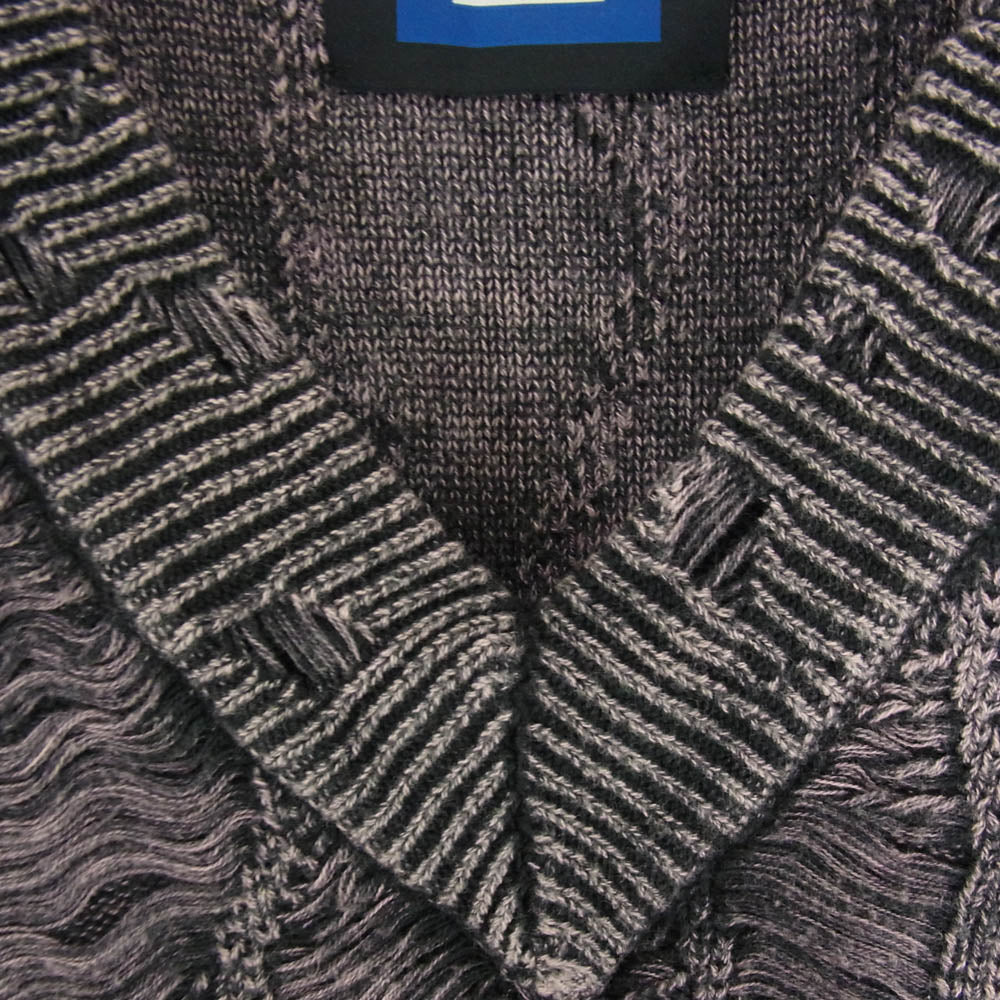 MAISON SPECIAL メゾンスペシャル 11232361331 Snow Wash Destroy Fringe Denim Knit Prime-Over V-Neck Pullover スノーウォッシュ デストロイ加工 フリンジ デニム転写 ニット セーター ピンク系 01【中古】