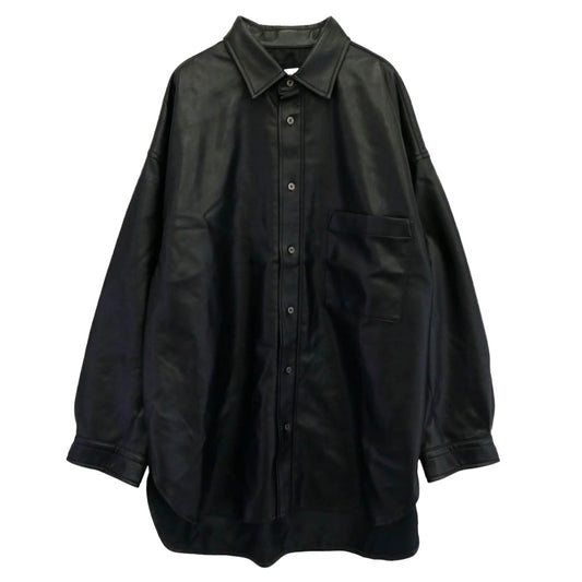 MAISON SPECIAL メゾンスペシャル 11232311218 Recycle Leather Prime-Over Shirt Coat リサイクルレザー フェイクレザー プライムオーバー シャツ コート ブラック系 1【美品】【中古】