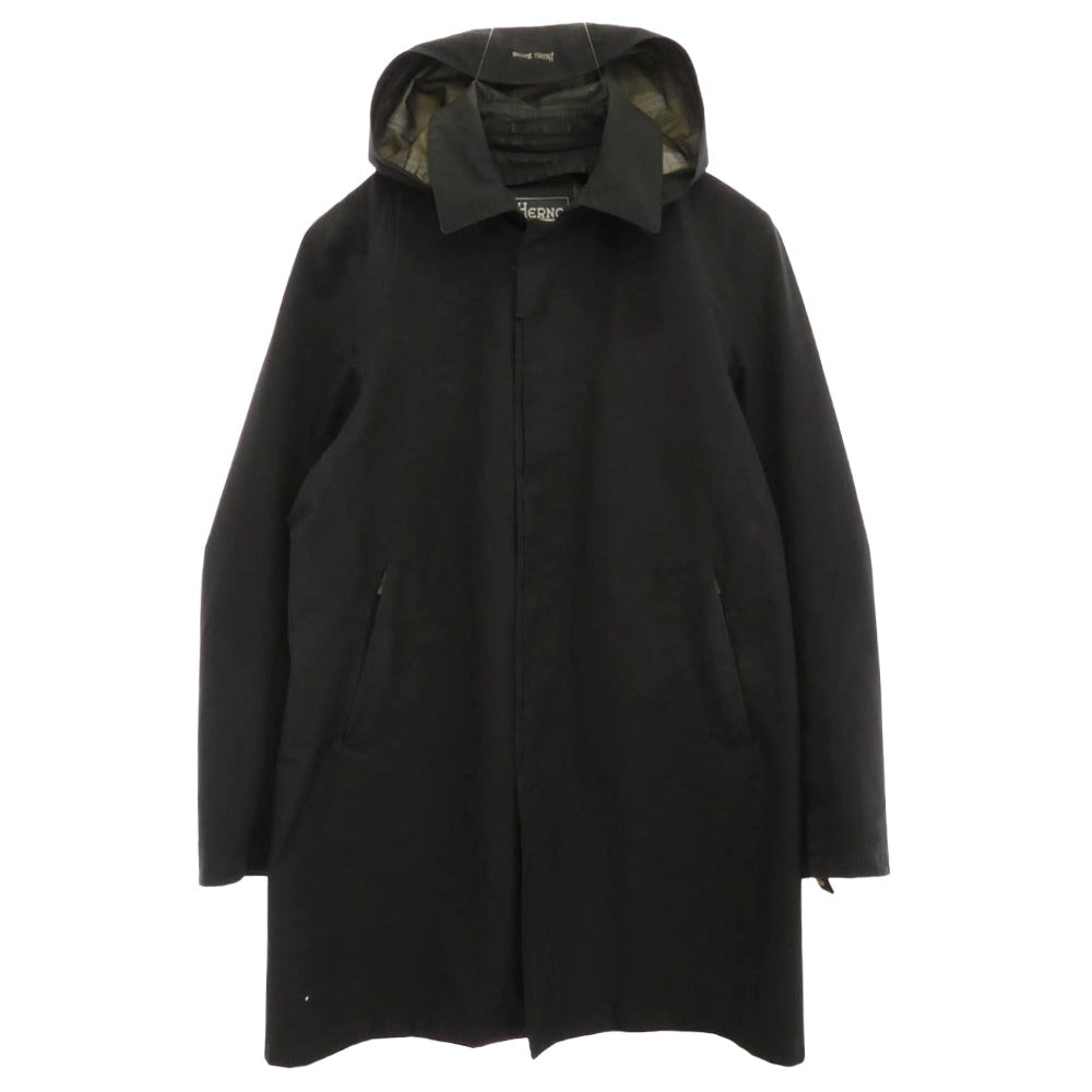 Herno ヘルノ Laminar GORE-TEX ゴアテックス ナイロン フーデッドコート ブラック系 46【中古】