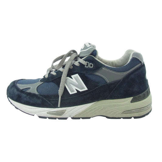 NEW BALANCE ニューバランス M991NV 英国製 スエード メッシュ スニーカー ネイビー系 USA 8.5【中古】