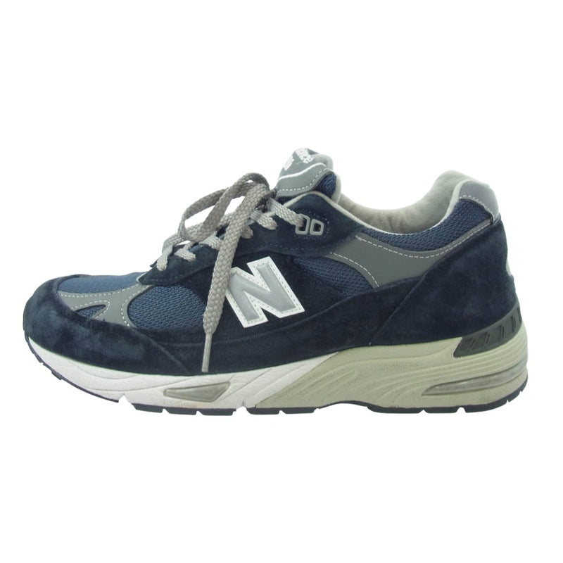 NEW BALANCE ニューバランス M991NV 英国製 スエード メッシュ スニーカー ネイビー系 USA 8.5【中古】