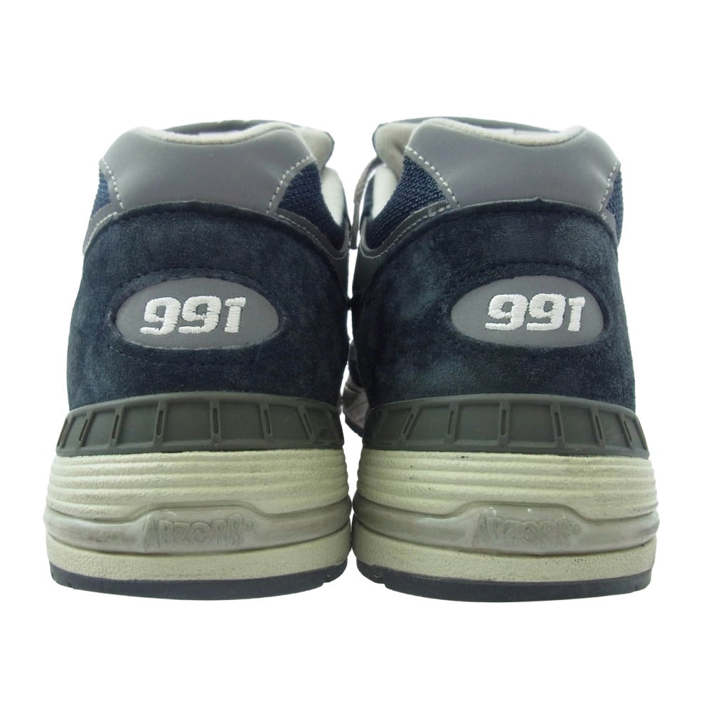 NEW BALANCE ニューバランス M991NV 英国製 スエード メッシュ スニーカー ネイビー系 USA 8.5【中古】