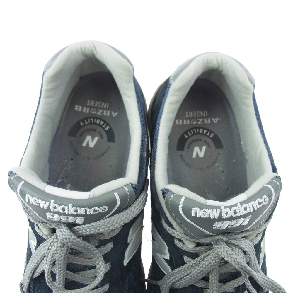 NEW BALANCE ニューバランス M991NV 英国製 スエード メッシュ スニーカー ネイビー系 USA 8.5【中古】