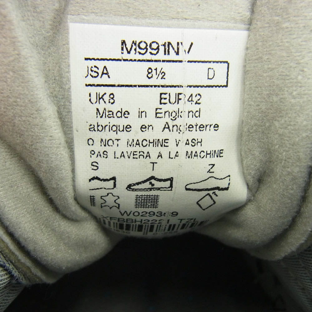 NEW BALANCE ニューバランス M991NV 英国製 スエード メッシュ スニーカー ネイビー系 USA 8.5【中古】