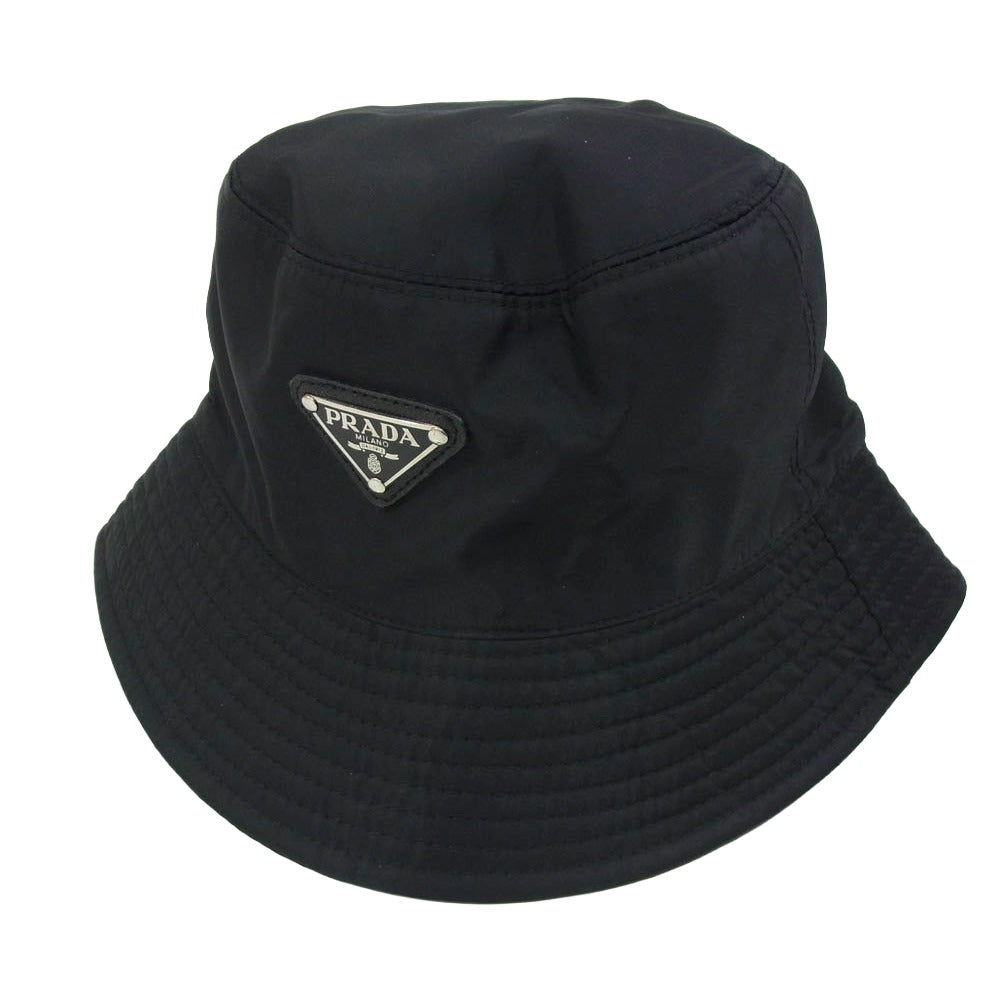 PRADA プラダ U JN566 S191 Re-Nylon 三角プレート トライアングルロゴ ナイロン バケットハット ブラック系【中古】