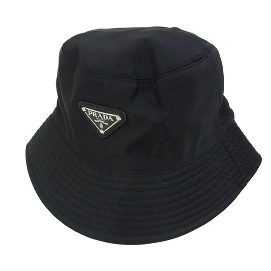 PRADA プラダ U JN566 S191 Re-Nylon 三角プレート トライアングルロゴ ナイロン バケットハット ブラック系【中古】