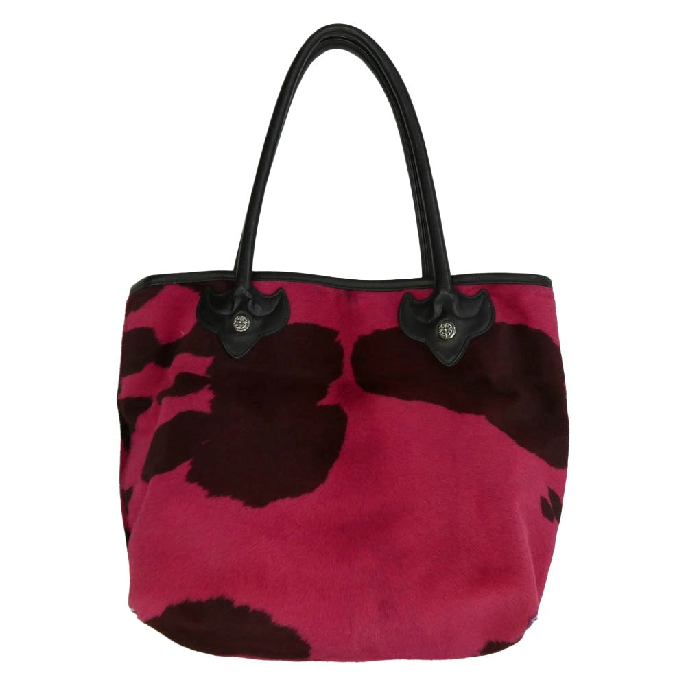 CHROME HEARTS クロムハーツ（原本無） FS TOTE レザー クロスパッチ フローラルクロスリベット スクロールラベル ハラコ ホルスタイン FSトート トートバッグ ピンク系 表記なし【中古】