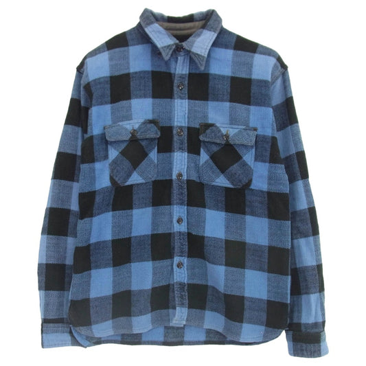 THE FLAT HEAD ザフラットヘッド ブロックチェック ネルシャツ 長袖シャツ ブラック系 ブルー系 42【中古】
