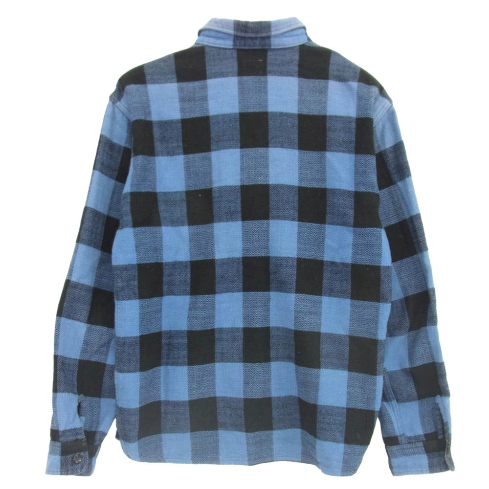 THE FLAT HEAD ザフラットヘッド ブロックチェック ネルシャツ 長袖シャツ ブラック系 ブルー系 42【中古】