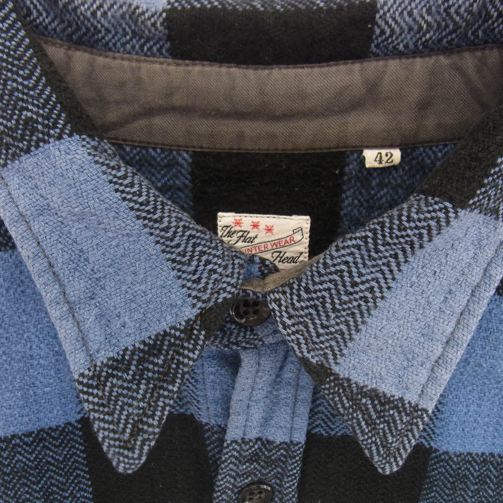 THE FLAT HEAD ザフラットヘッド ブロックチェック ネルシャツ 長袖シャツ ブラック系 ブルー系 42【中古】