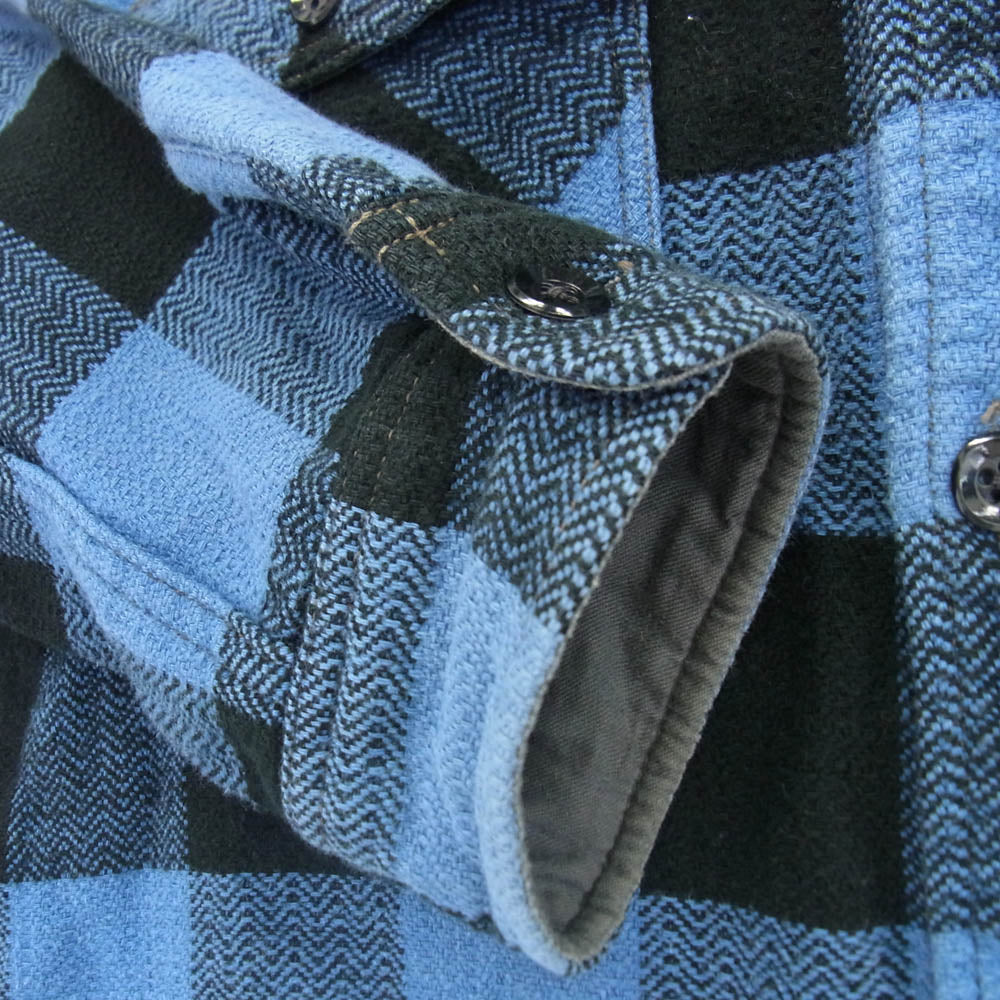 THE FLAT HEAD ザフラットヘッド ブロックチェック ネルシャツ 長袖シャツ ブラック系 ブルー系 42【中古】