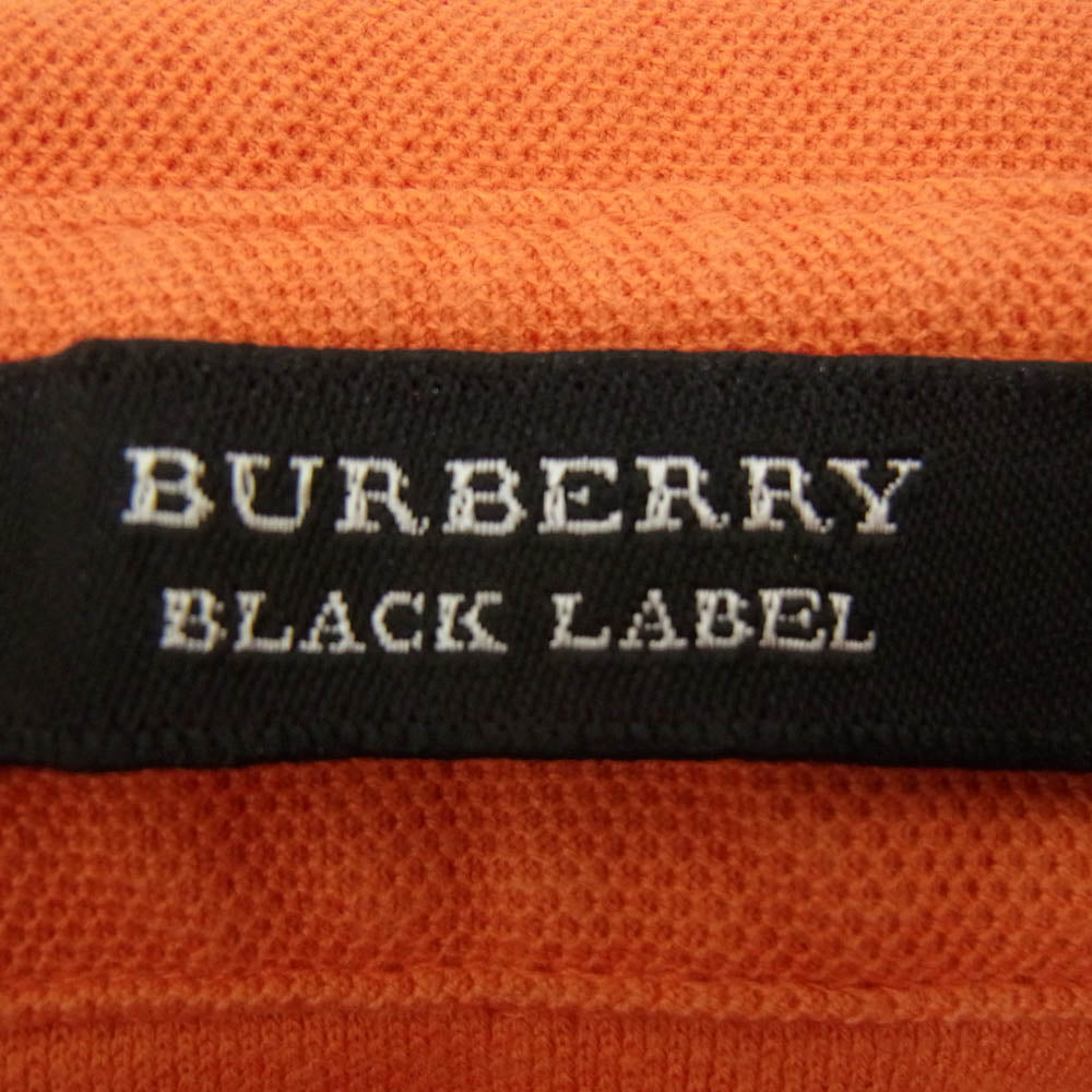 BURBERRY BLACK LABEL バーバリーブラックレーベル D1P29-528-86 襟裏チェック切替 ロゴ刺繍 半袖 ポロシャツ オレンジ系 2【中古】