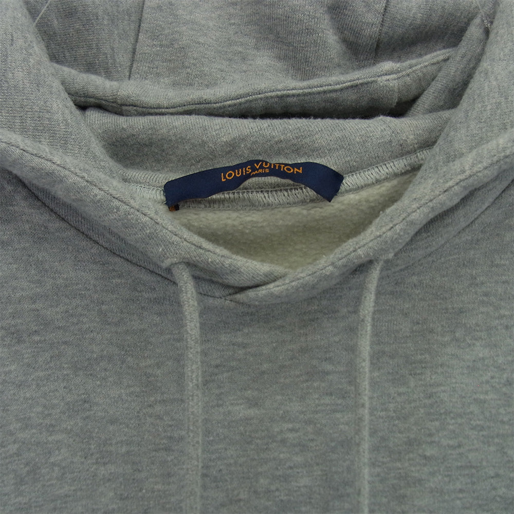LOUIS VUITTON ルイ・ヴィトン 21AW RM212 UYR HLY68W NEON WORKING MAN HOODIE ネオン ワーキング マン フーディ ロゴ グラフィック プルオーバー パーカー グレー系 XL【中古】