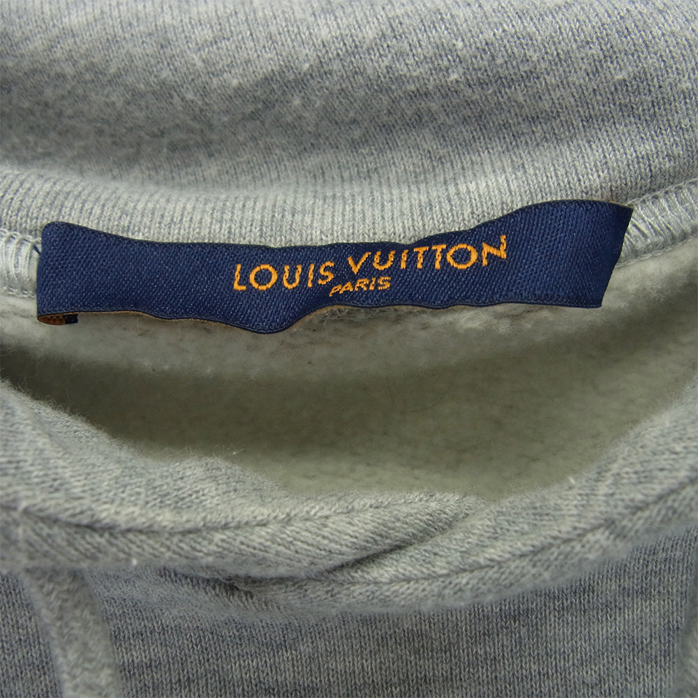 LOUIS VUITTON ルイ・ヴィトン 21AW RM212 UYR HLY68W NEON WORKING MAN HOODIE ネオン ワーキング マン フーディ ロゴ グラフィック プルオーバー パーカー グレー系 XL【中古】