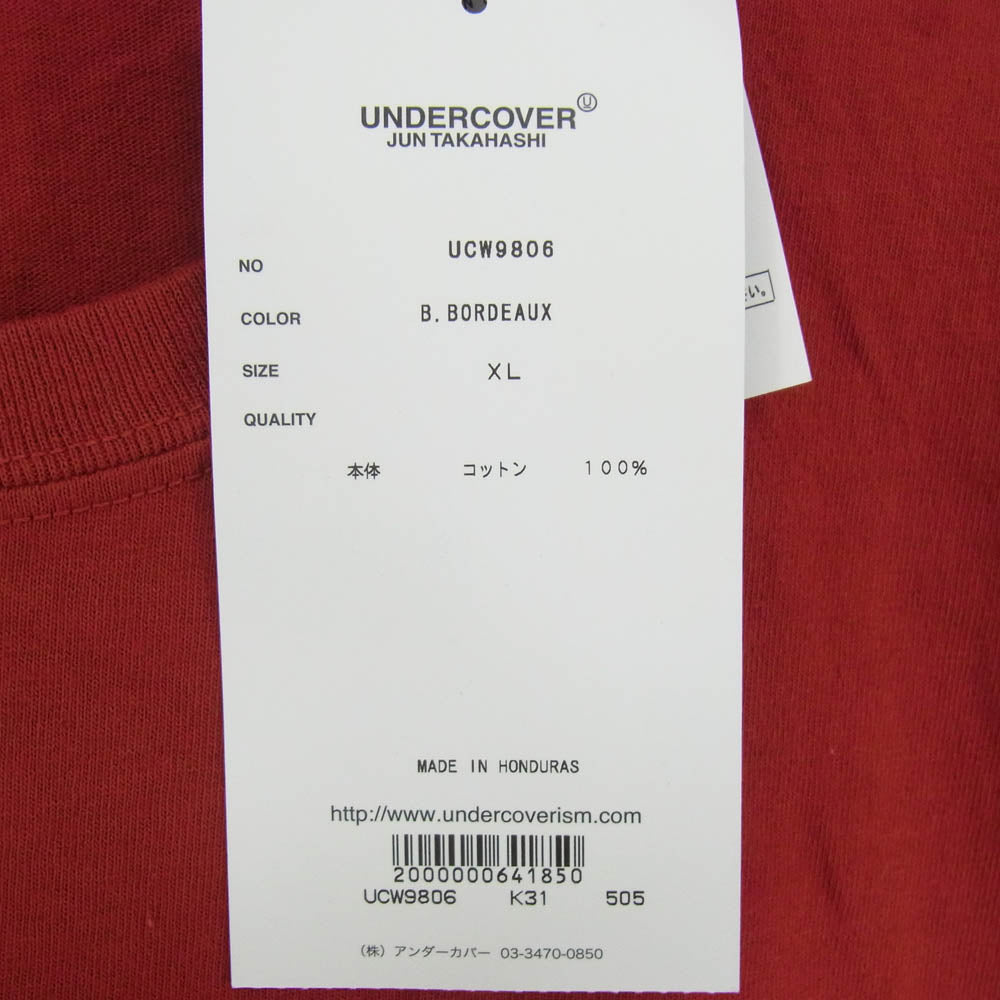 UNDERCOVER アンダーカバー 19AW UCW9806 RECORDS ACID SOUP TEE レコーズ アシッド スープ プリント クルーネック 半袖 Tシャツ レッド系 XL【極上美品】【中古】