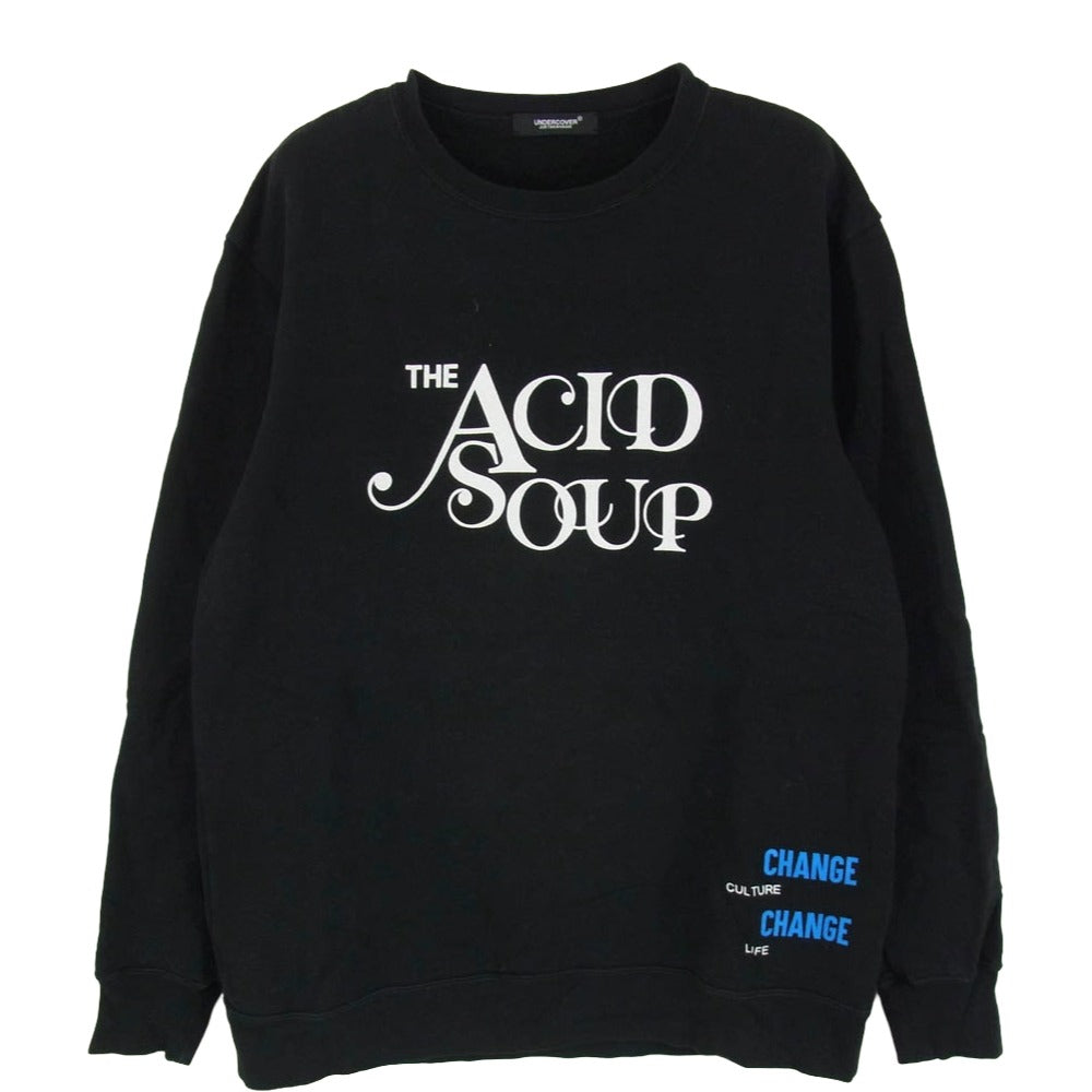 UNDERCOVER アンダーカバー 19AW UCW9805 RECORDS ACID SOUP SWEATSHIRT レコーズ アシッド スープ プリント クルーネック 半袖 スウェット シャツ ブラック系 4【中古】