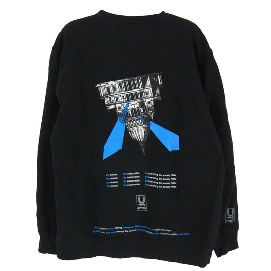 UNDERCOVER アンダーカバー 19AW UCW9805 RECORDS ACID SOUP SWEATSHIRT レコーズ アシッド スープ プリント クルーネック 半袖 スウェット シャツ ブラック系 4【中古】